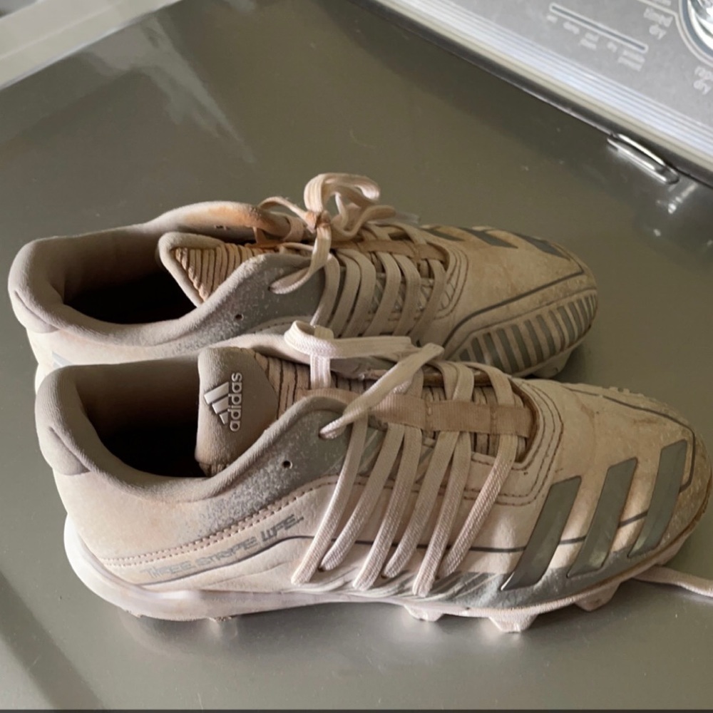 Adidas size 2 softball cleats only worn a half season before daughter grew out